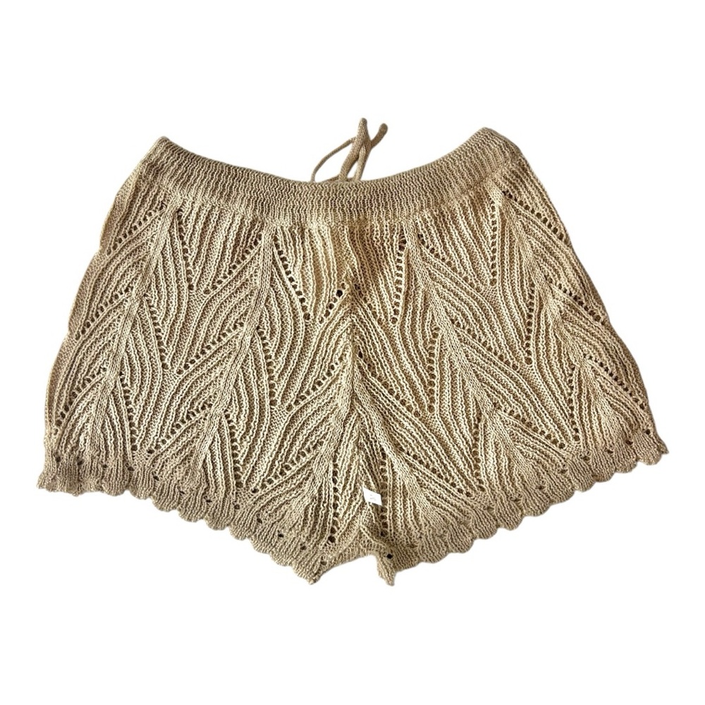 Women’s Crochet Cover Up Shorts Hollow Out Tie Front - Medium - Picture 2 of 2